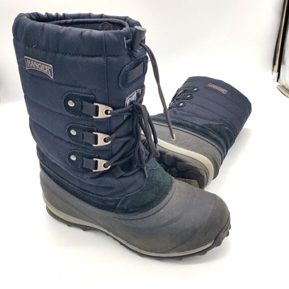 RANGER SHOES MEN 6 PAC BOOTS BLACK GREY THERMOLITE INSULATED - Picture 1 of 8
